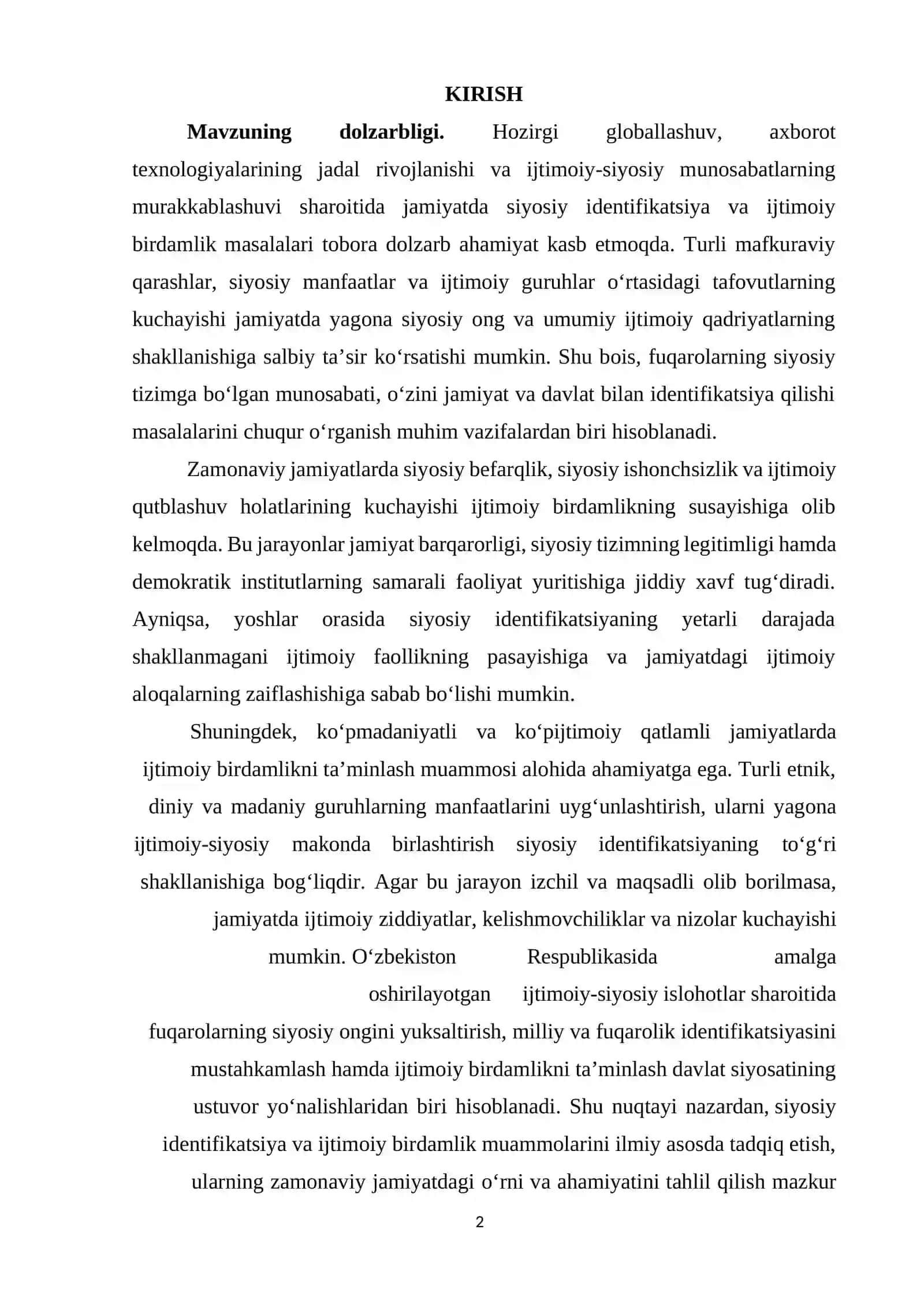Siyosiy identifikatsiya va ijtimoiy birdamlik muammolari 2