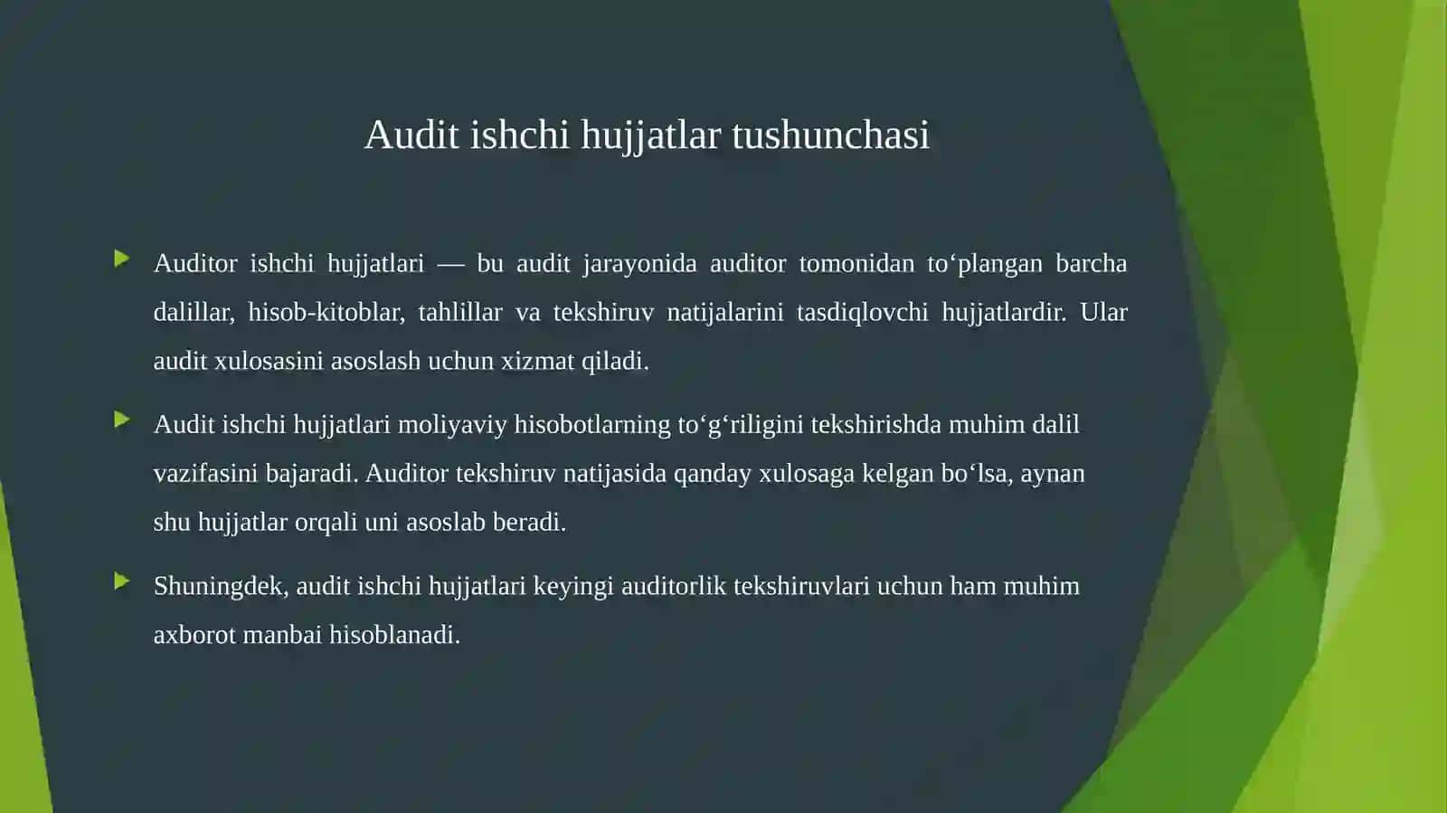 Auditorlik ishchi hujjatlari 2