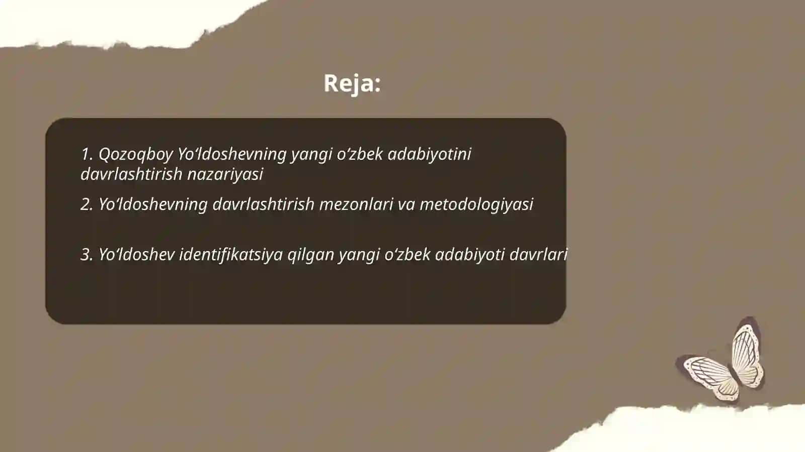 Yoʻldoshevning yangi Oʻzbek adabiyotini davrlashtirish nazariyasi 2