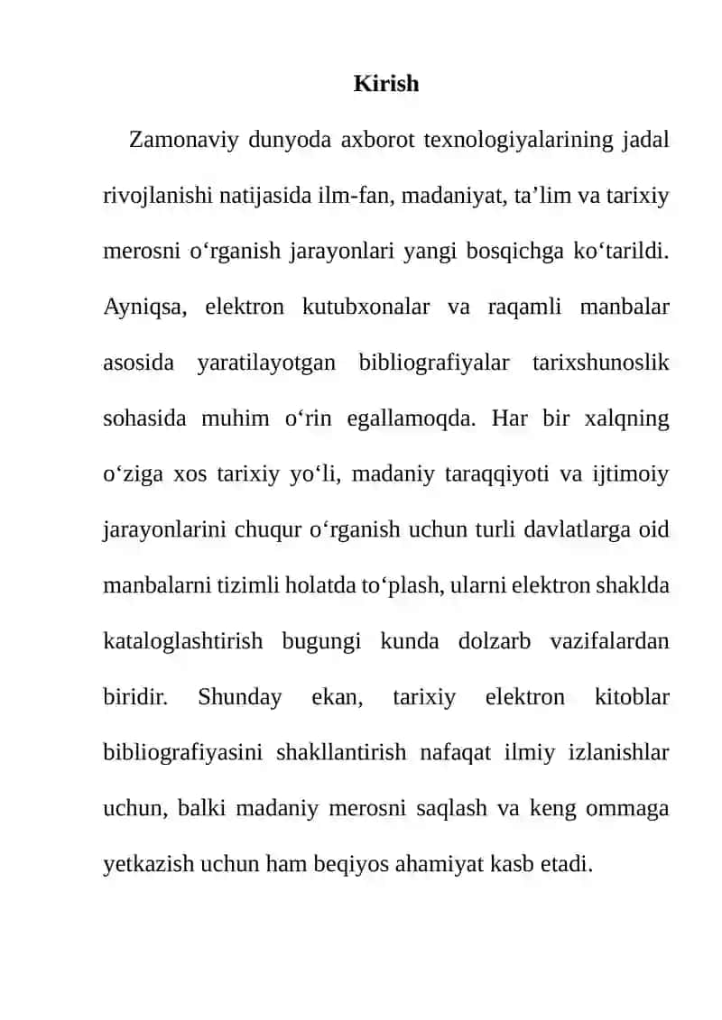 Tarixning turli davrlariga oid elektron kitoblar bibliografiyasini shakllantirish 2
