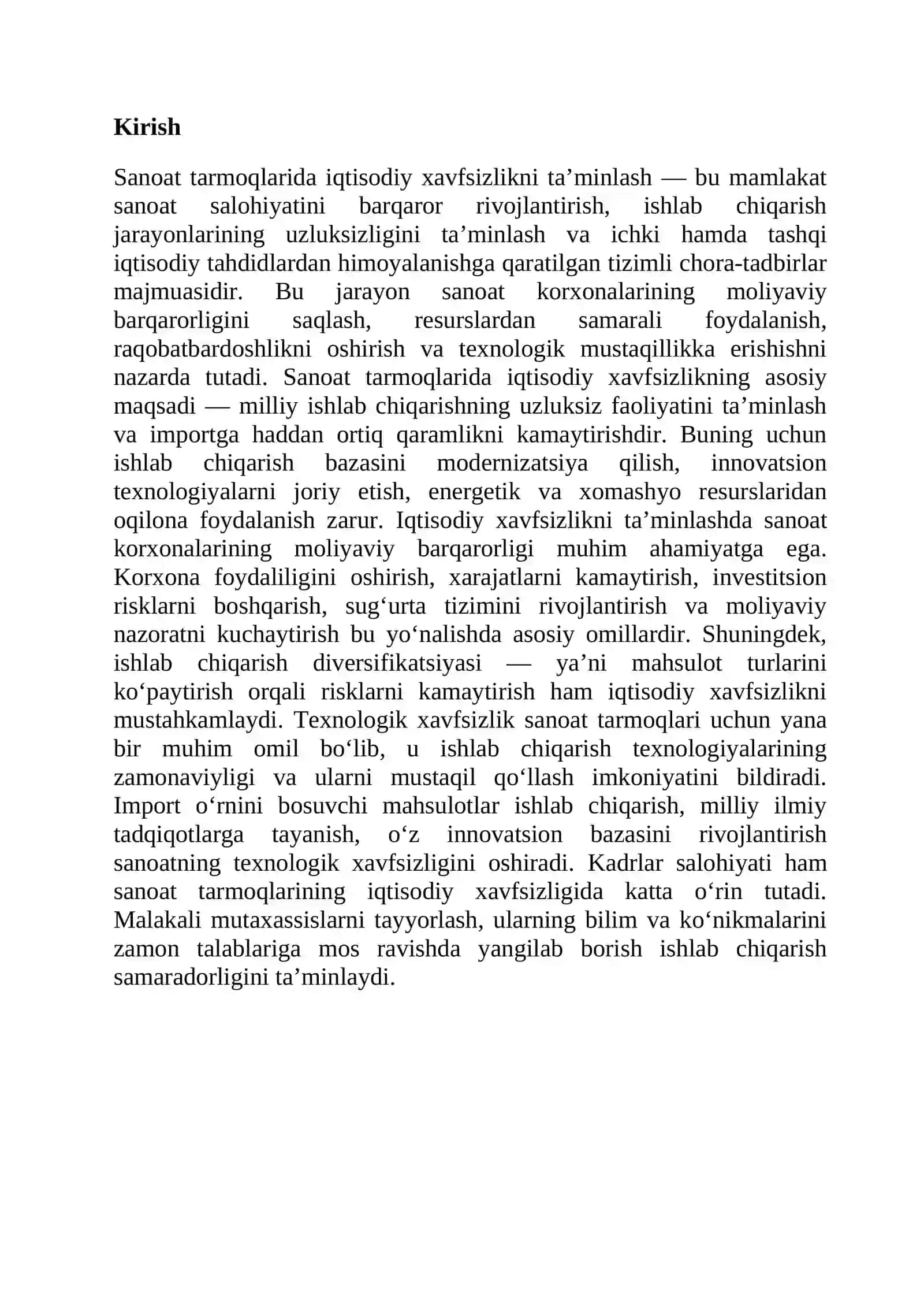 Sanoat tarmoqlarida iqtisodiy xavfsizlikni ta’minlash 2