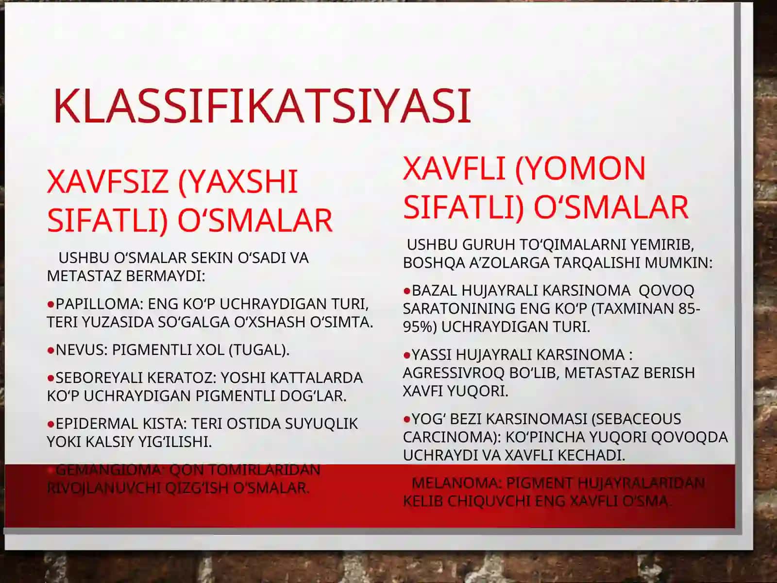 QOVOQ O’SMALARI KLASSIFIKATSIYASI 2
