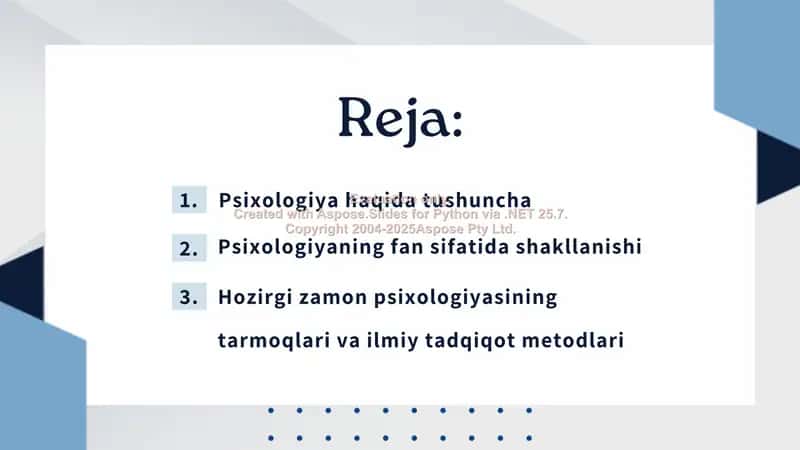Psixologiya fanining predmeti va rivojlanish tarixi 2