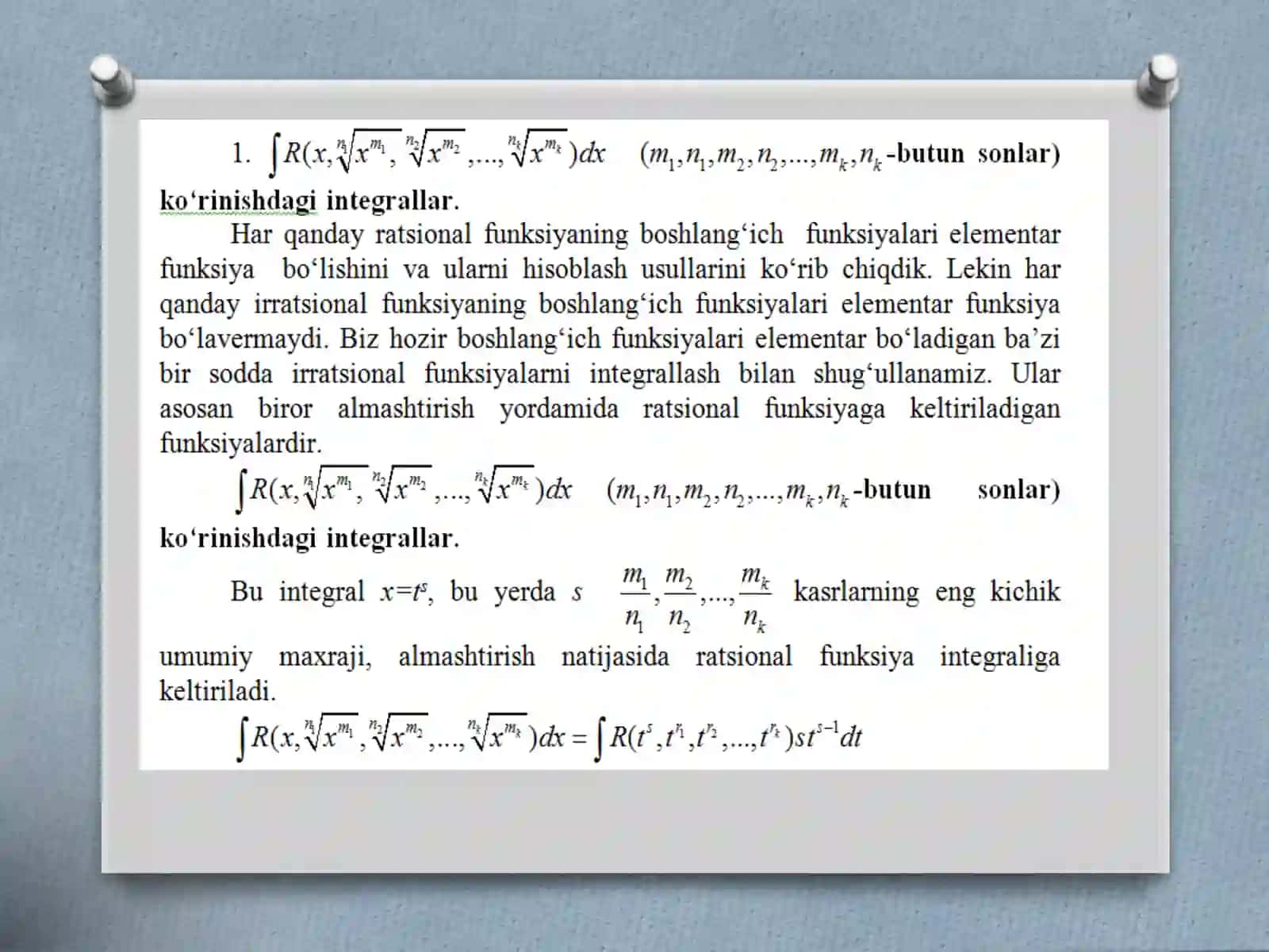 IRRATSIONALIFODALARNI INTEGRALLASH 2