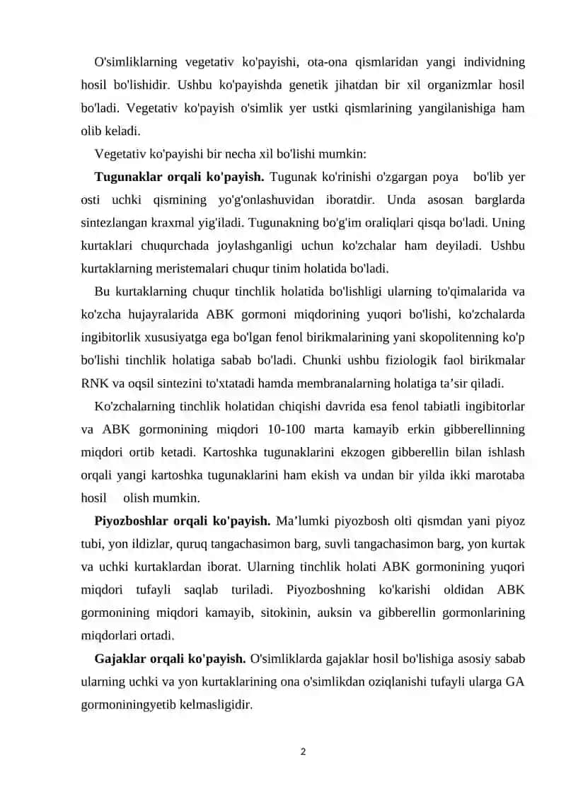 O'simliklarning vegetativ ko'payishi, qishloq xo`jaligida ahamiyati 2