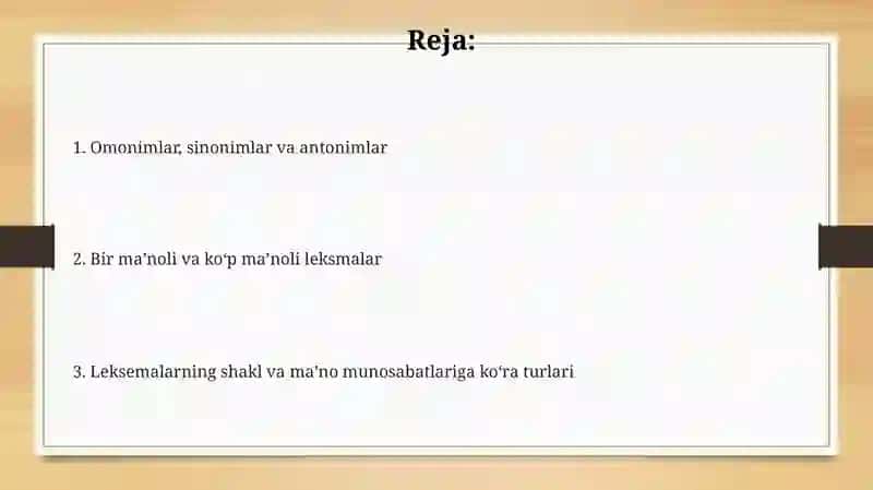 Leksemalarning shakl va ma'no munosabatiga ko'ra turlari 2