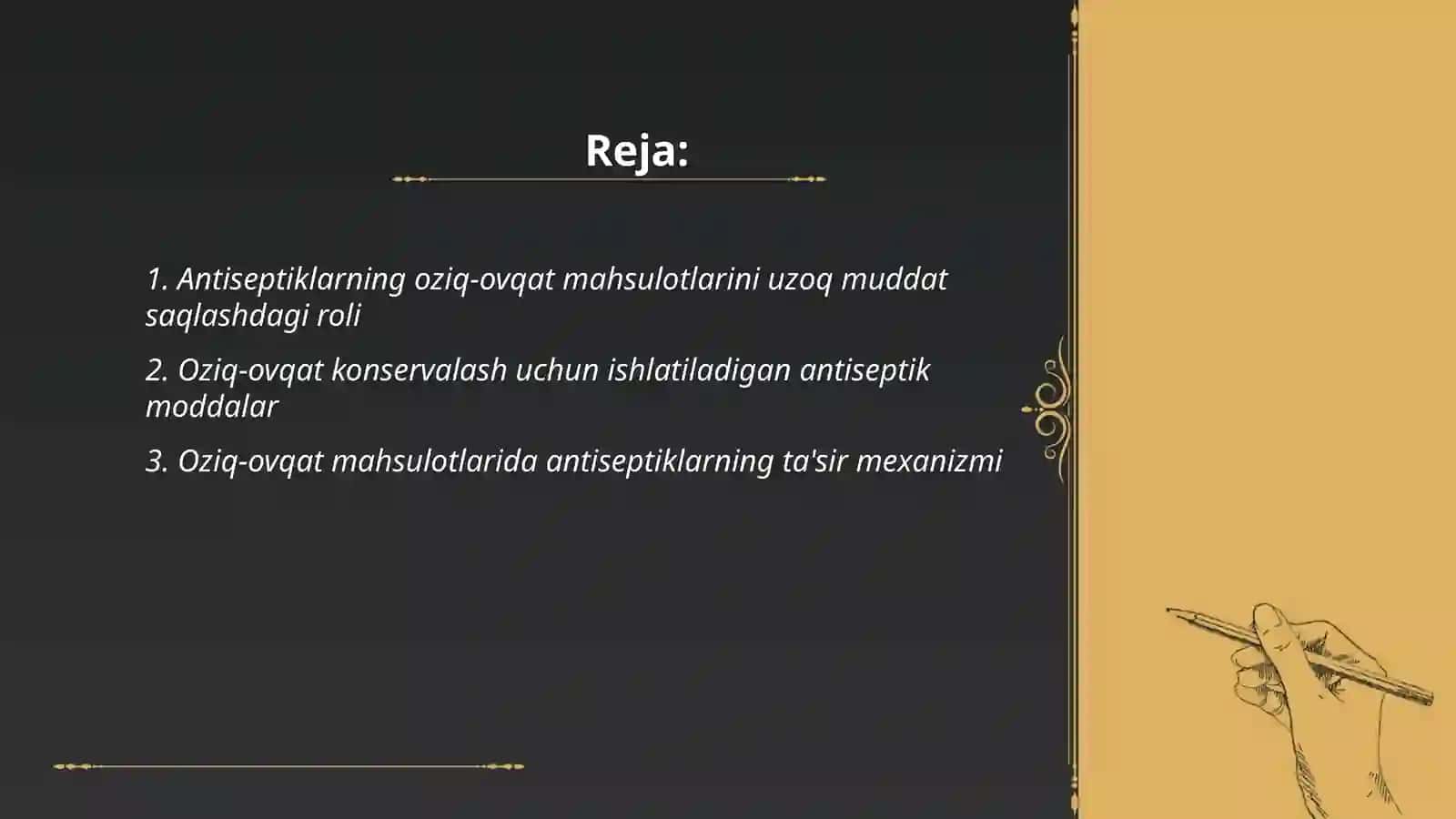Antiseptiklarni oziq-ovqat mahsulotlarini konservalashda ishlatish 2