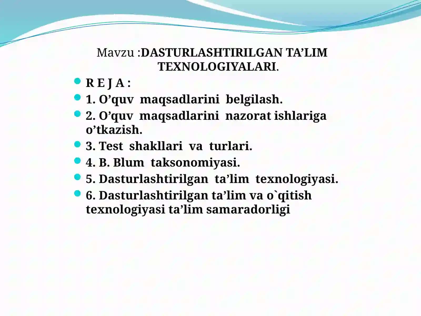 Dasturlashtirilgan ta’lim texnologiyalari. 2