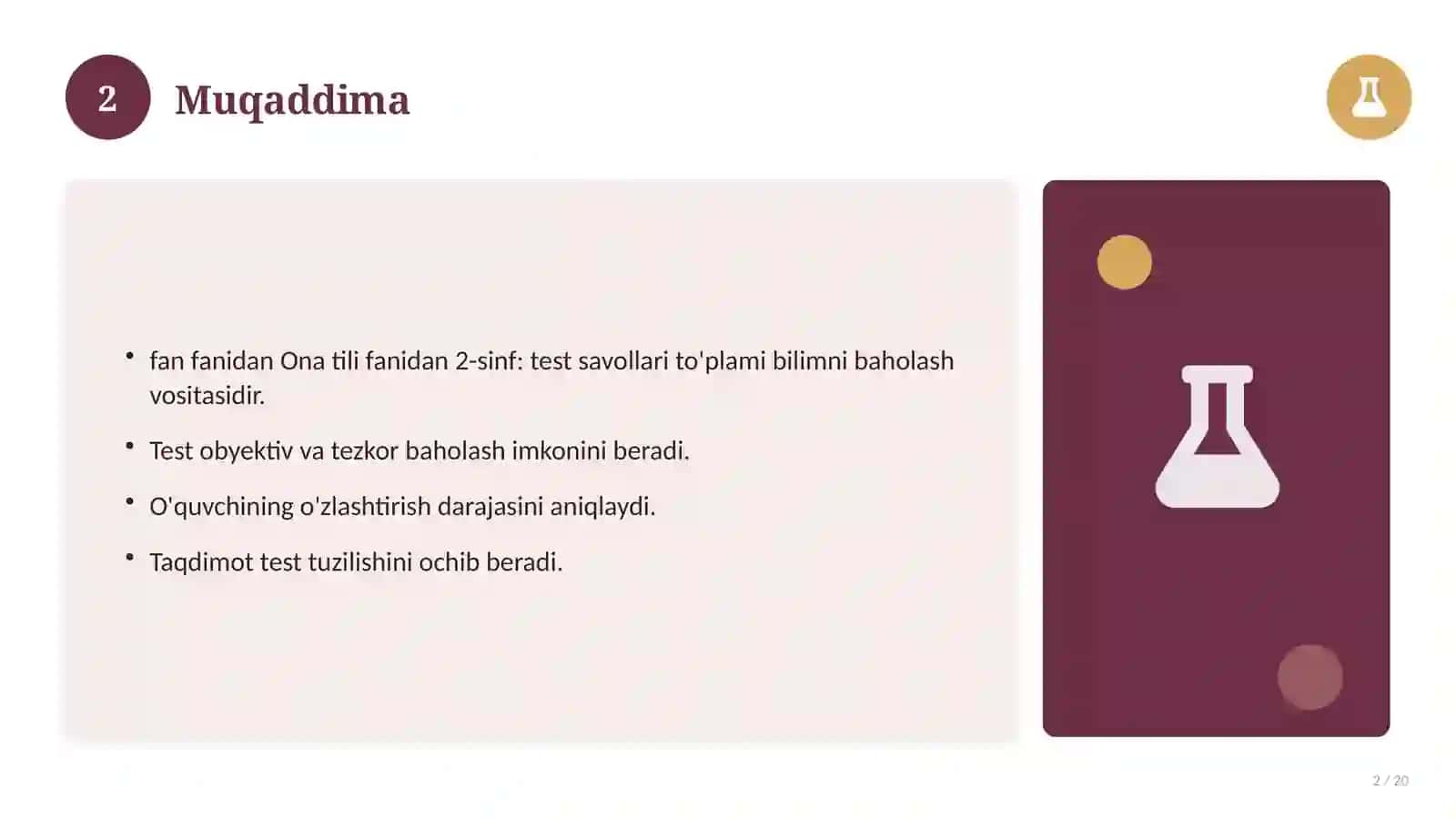 Ona tili fanidan 2-sinf: test savollari to'plami 2
