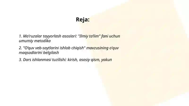 O‘quv veb -saytlarini ishlab chiqish 2