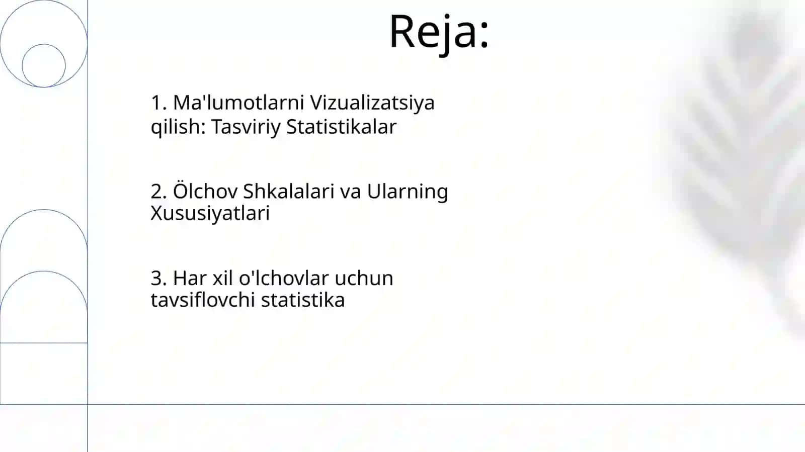 Õlchov shkalari uchun tavsiflovchi statistika 2