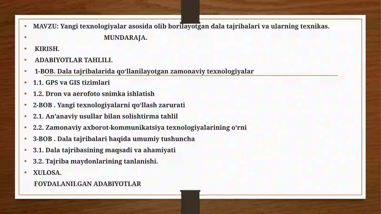 Dalatajribalar va ularning texnikasi 2