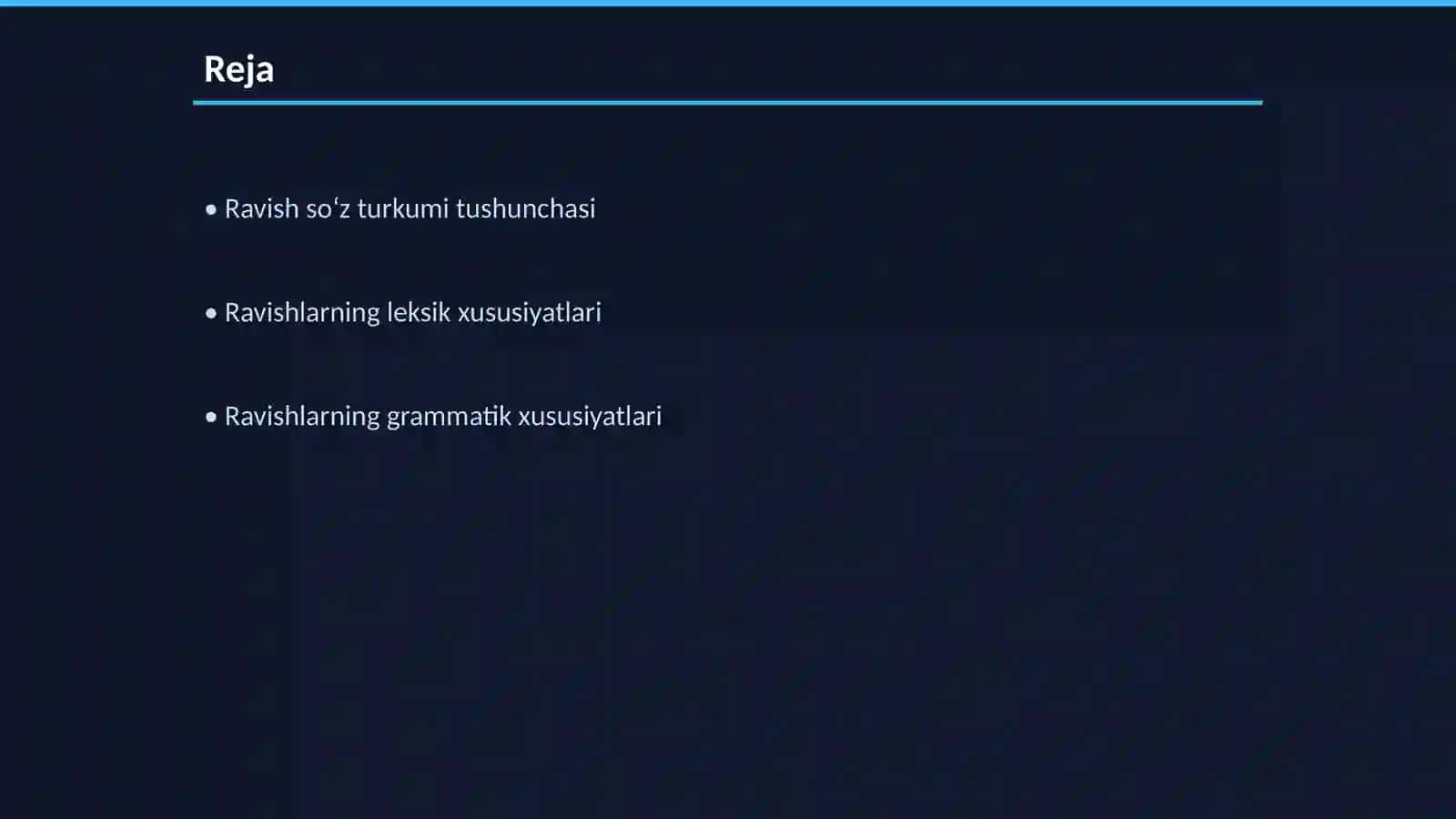Ravish soʻz turkumi. Leksik-grammatik xususiyatlari, maʼno guruhlari 2