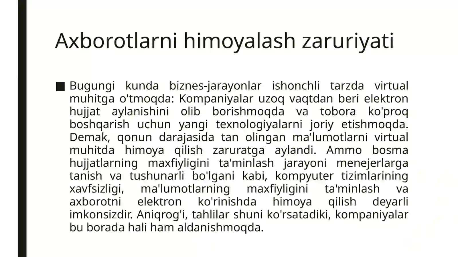 Axborot himoyasining tashkiliy va texnik vositalari 2