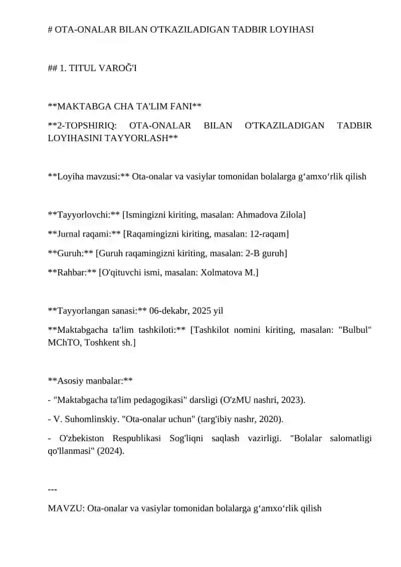 Ota-onalar va vasiylar tomonidan bolalarga gʻamxoʻ 2