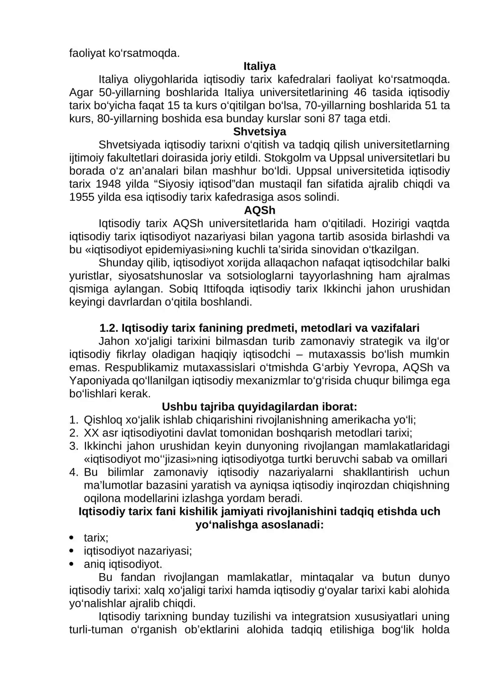 JAHON IQTISODIY TARIXINI O‘RGANISH YO‘NALISHLARI 2