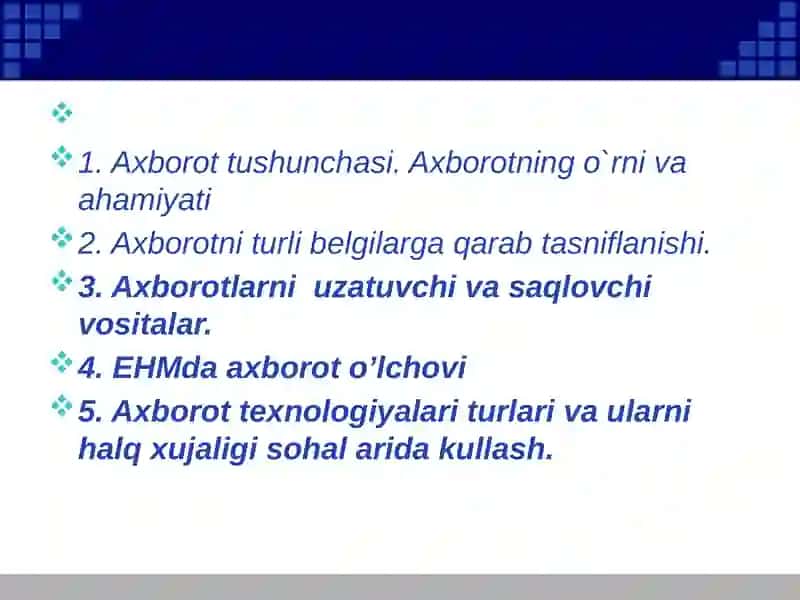 AXBOROTNI JAMIYATDA TUTGAN O'RNI VA TARQALISHI 2