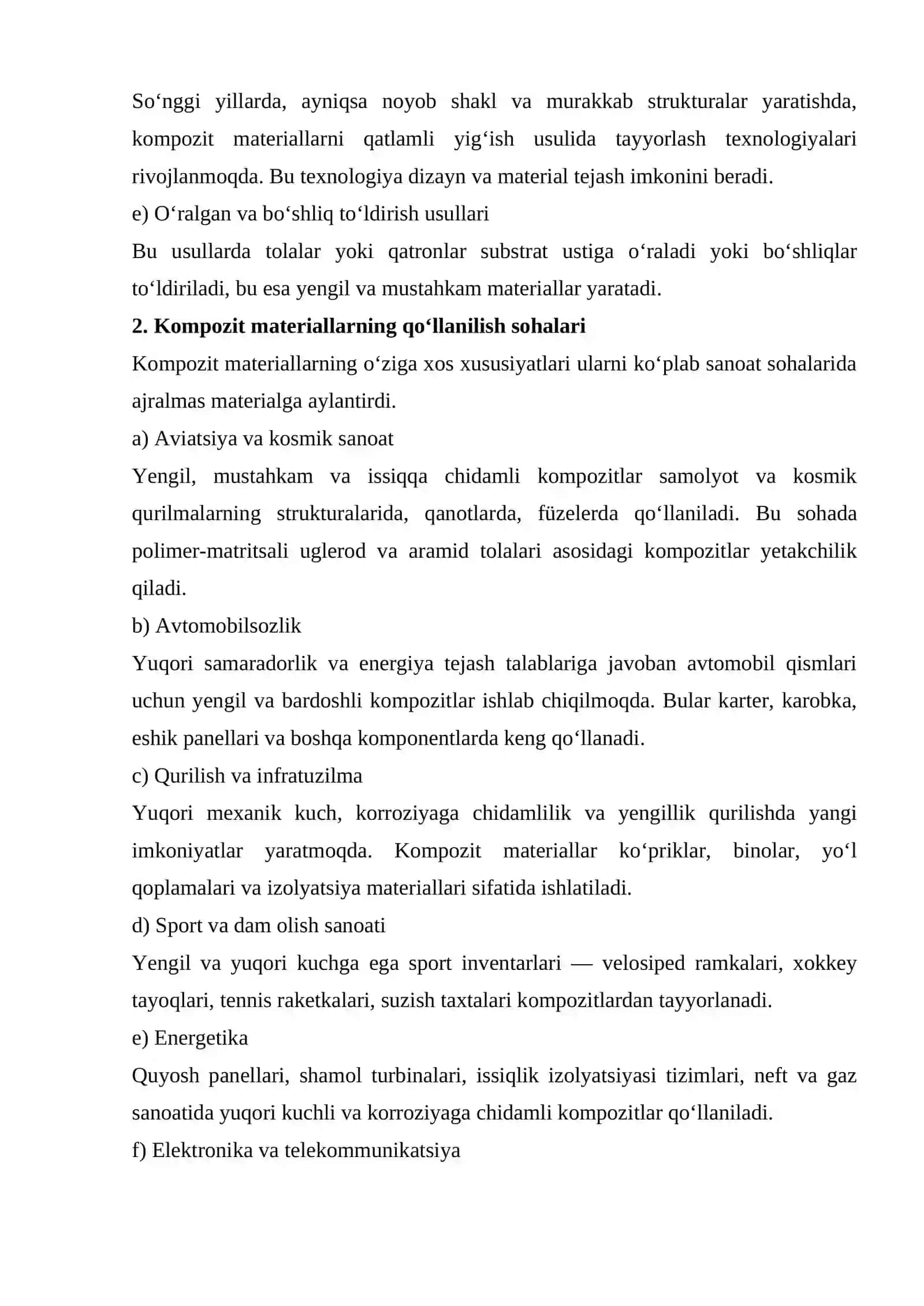 12-Semenar: Kompozit materiallarni olislh va qo'llanilishi sohalari, istiqbollari 2