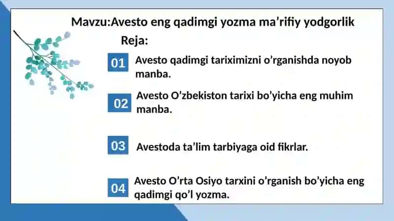 Avesto eng qadimgi yozma ma'rifiy yodgorlik 2