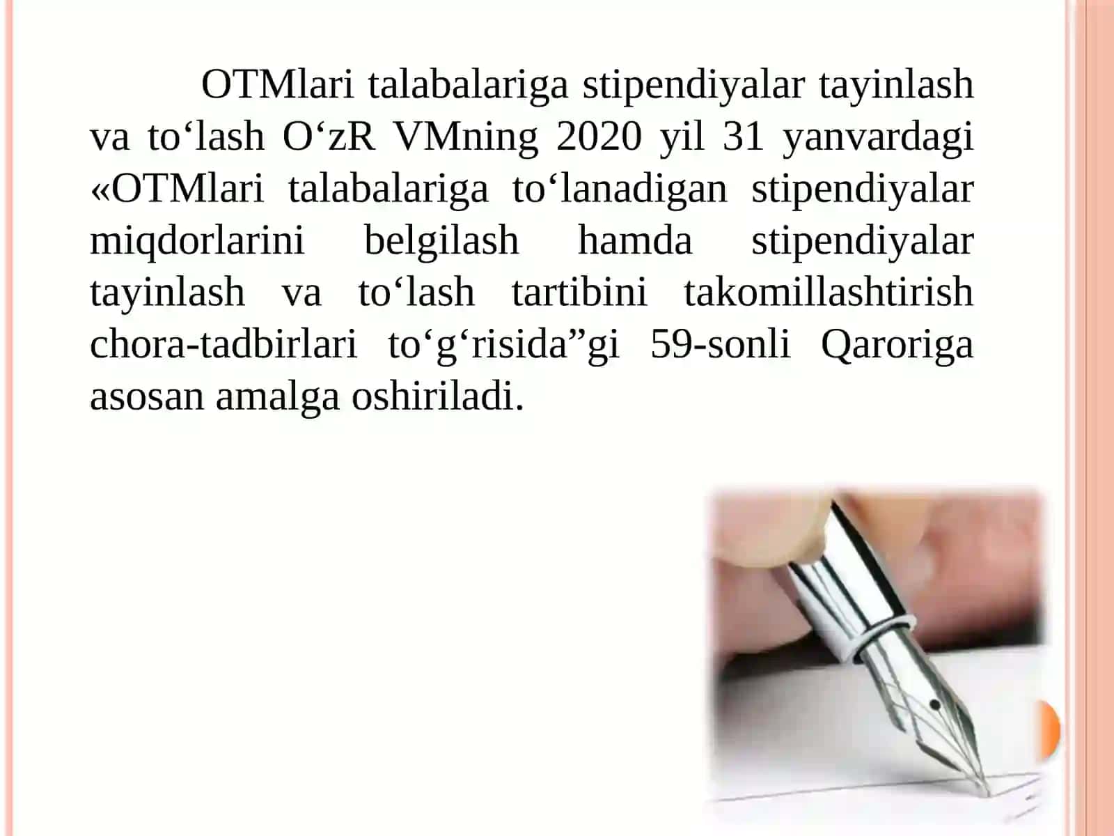 OLIY TA`LIM MUASSASALARIT ALABALARIGA STIPENDIYALAR TAYINLASH VA TO‘LASH TARTIBI 2