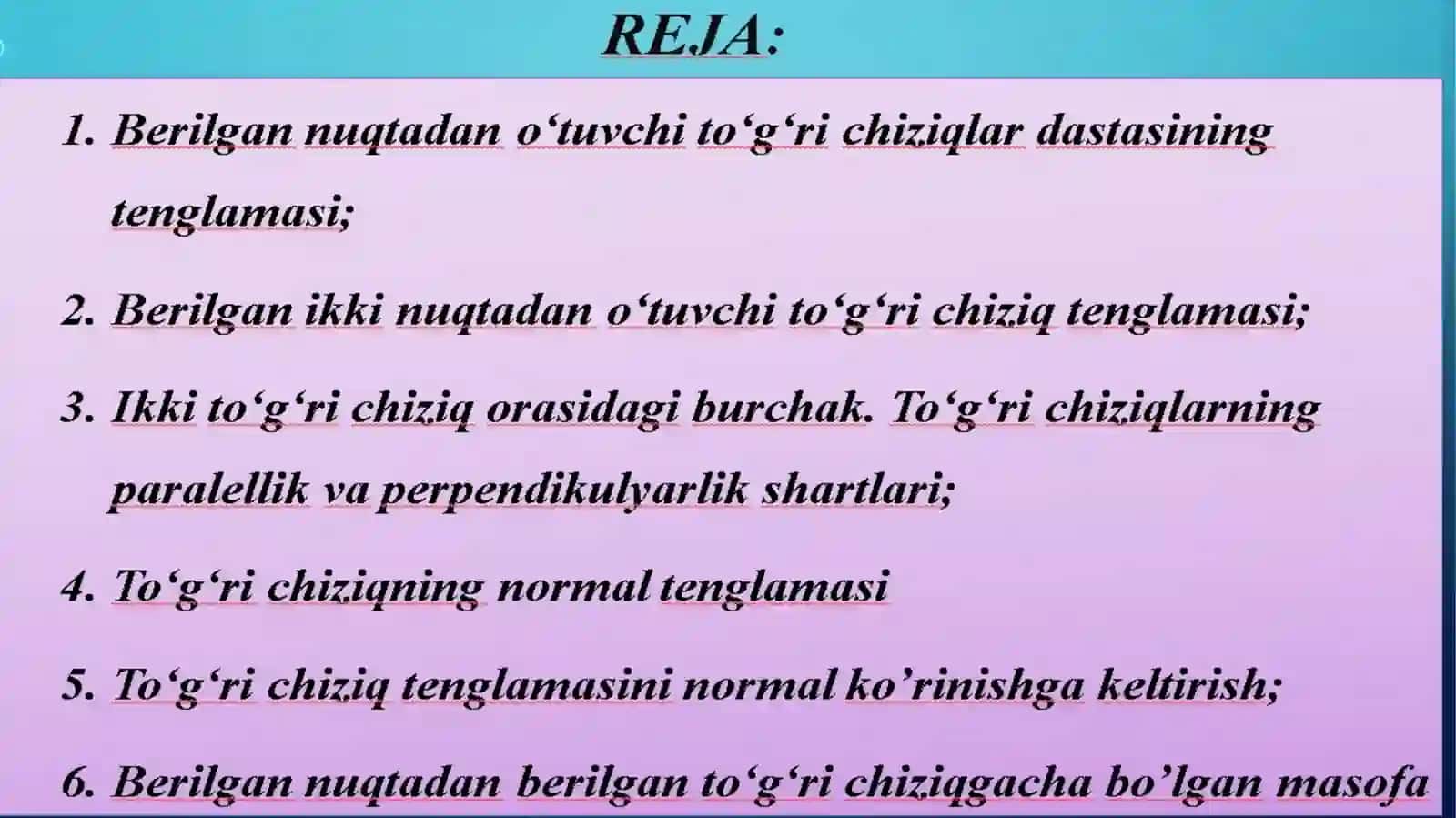 To‘g‘ri chiziqlar dastasi tenglamasi 2