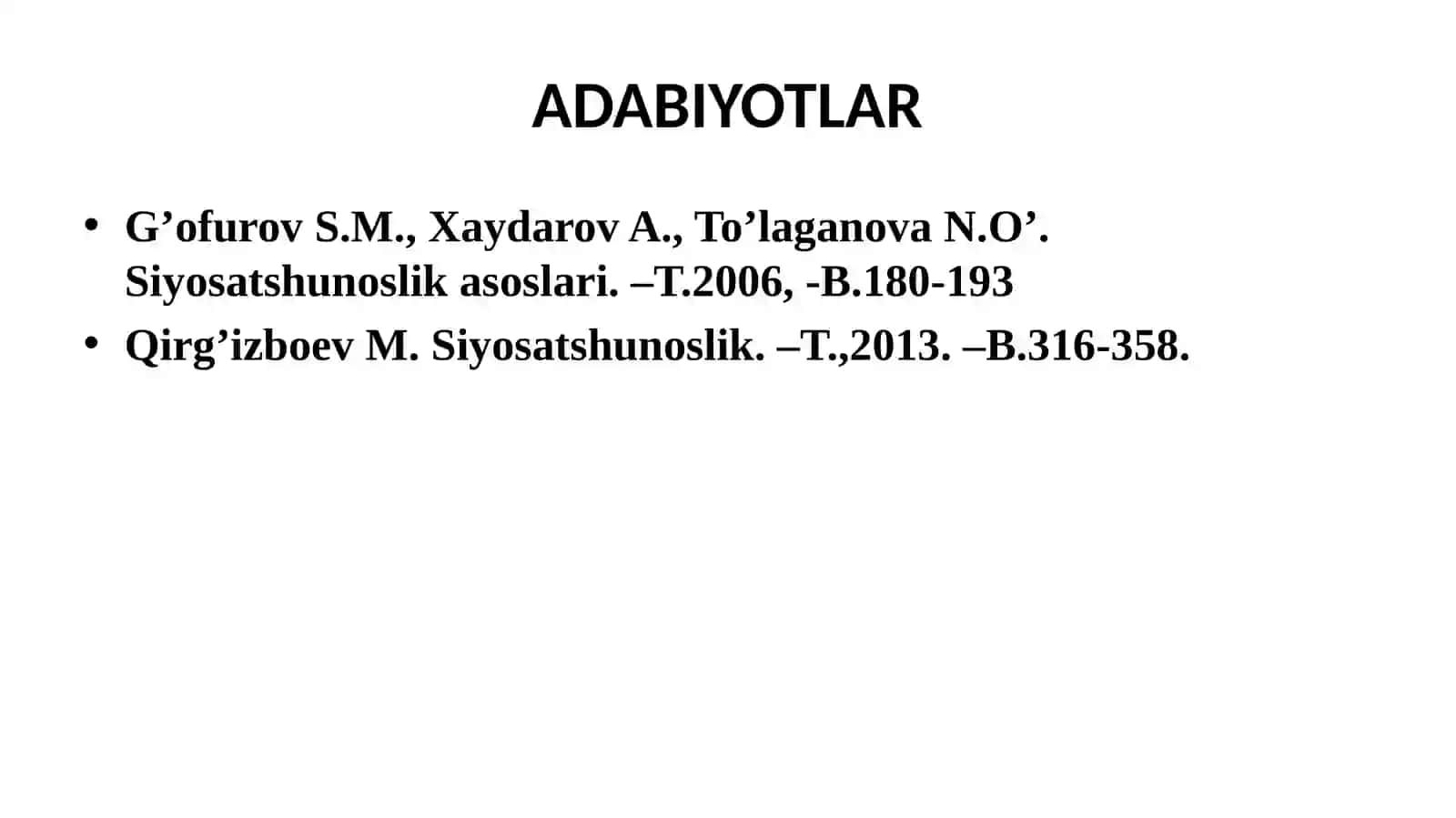 Siyosatshunoslik asoslari 2