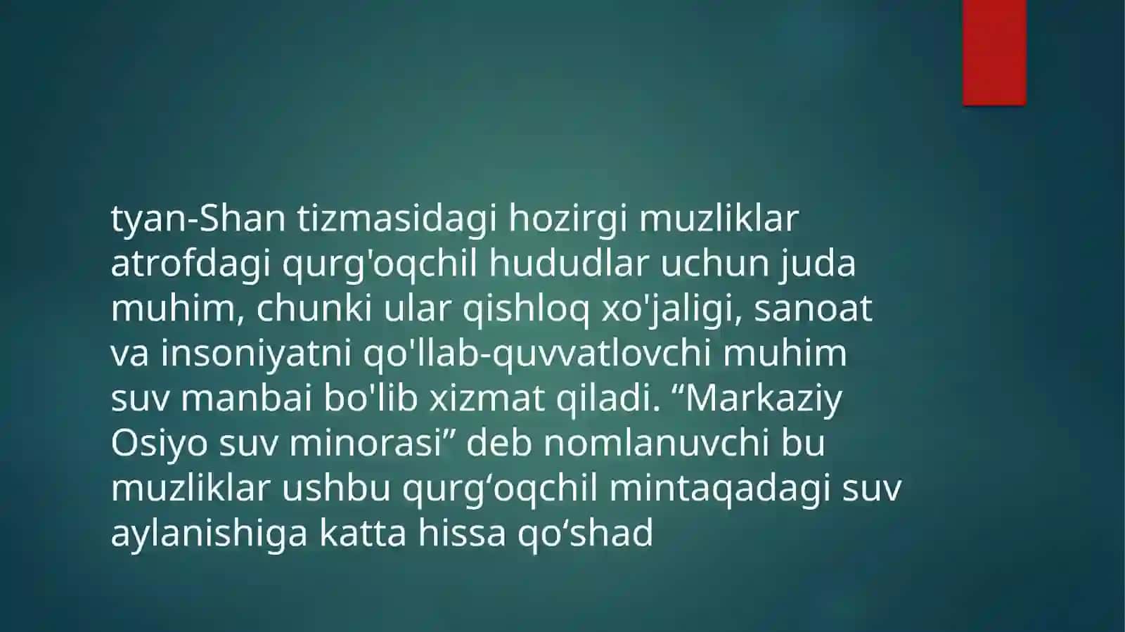 Tyan-Shan togʻ tizmasidagi hozirgi zamon muzliklari va ularning ahamiyati 2