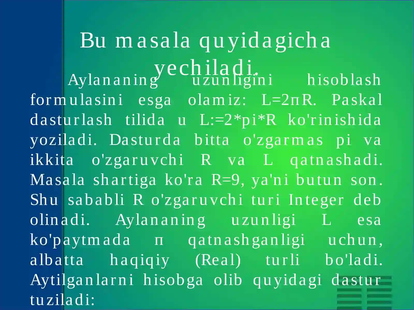 Chiziqli dasturlar tuzish 2