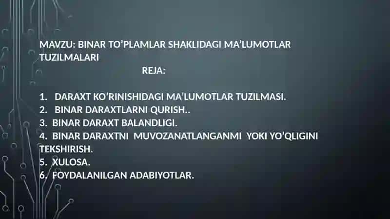 Dasturiy injiniring yo'nalishiga oid ma'lumotlar tuzilmasi 2