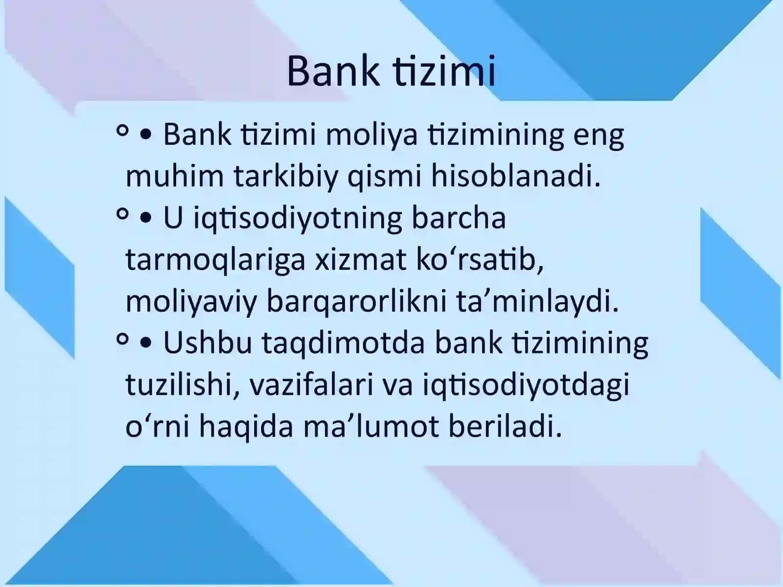 Bank tizimi – moliya tizimining asosiy tarkibiy qismi sifatida 2