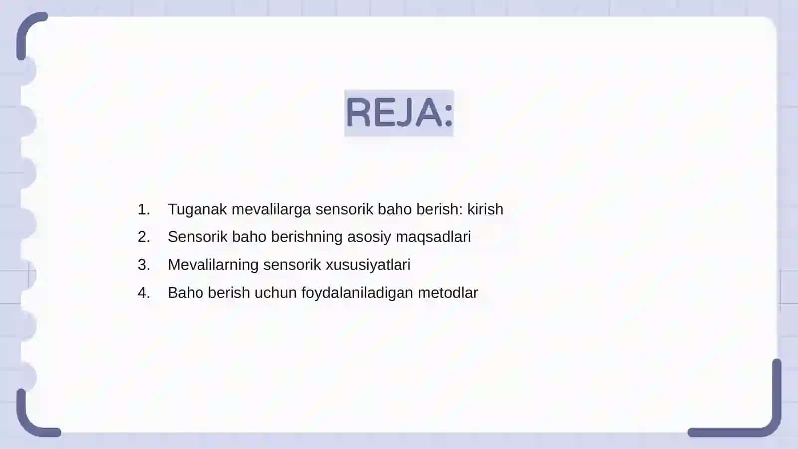 Tuganak mevalilarga sensorik baho berish 2