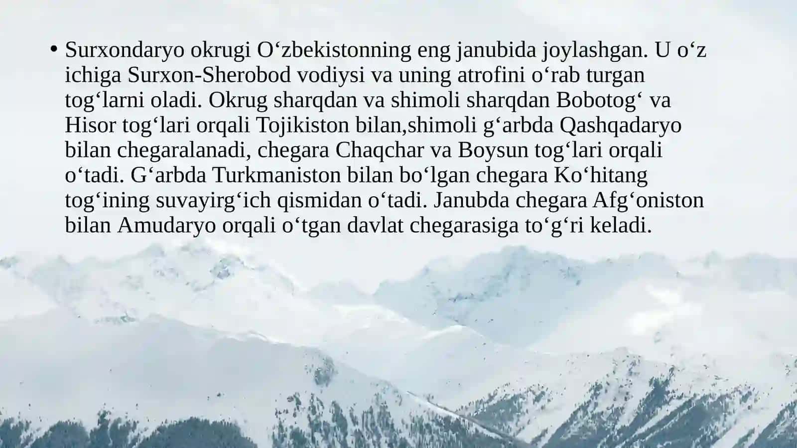 7-SINF. GEOGRAFIYA. SURXONDARYO TABIIY GEOGRAFIK OKRUGI 2