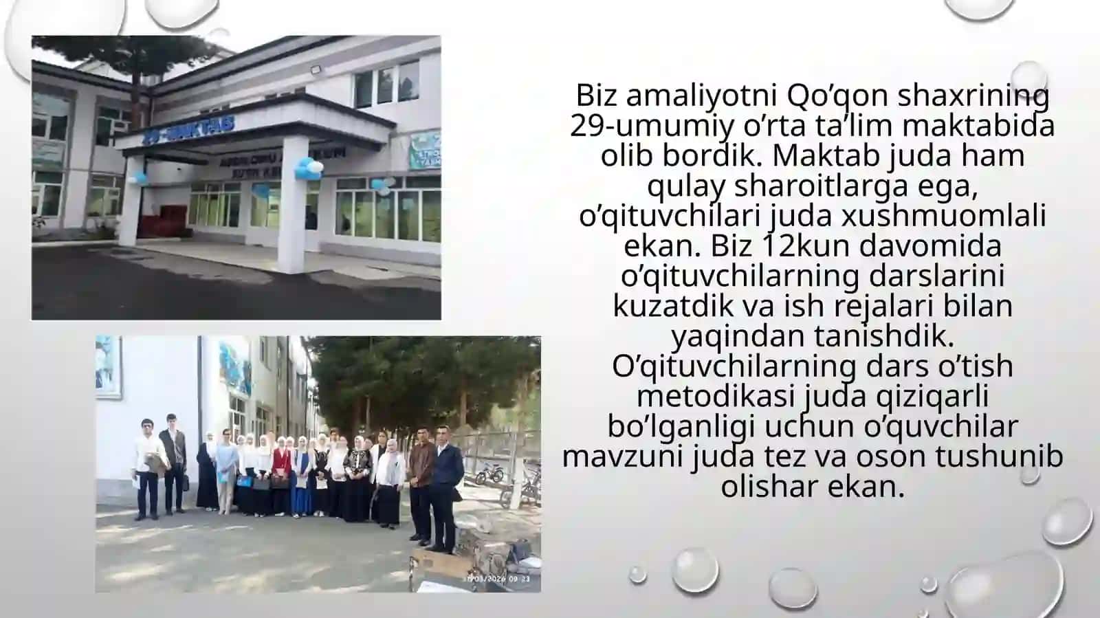 Malakaviy amaliyot davrida taqdimoti 2