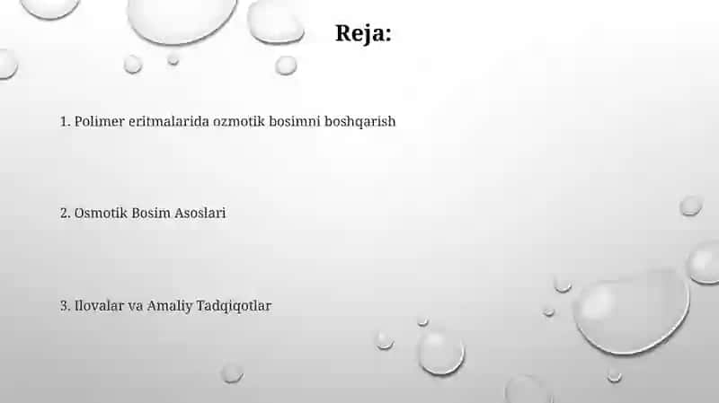 Polimer eritmalarning osmotik bosimini saqlash 2