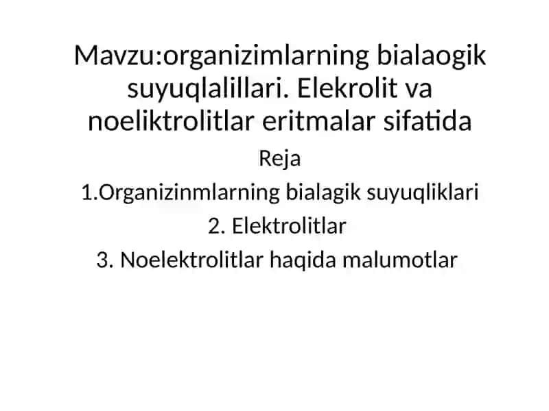 Organizimning suyuqlik yo'qotilishi 2