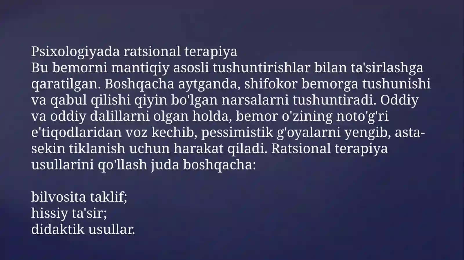 Ratsional psixoterapiya. Ellisning ratsional hissiy terapiyasi 2