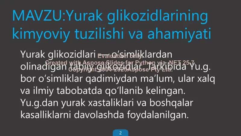 Yurak glikozidlarining kimyoviy tuzilishi va ahamiyati 2