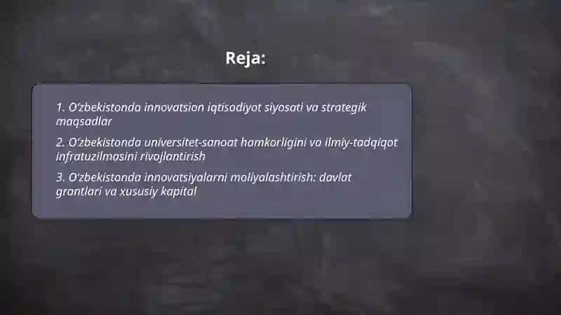 Oʻzbekistonda inovatsion iqtisodiyot rivoji 2