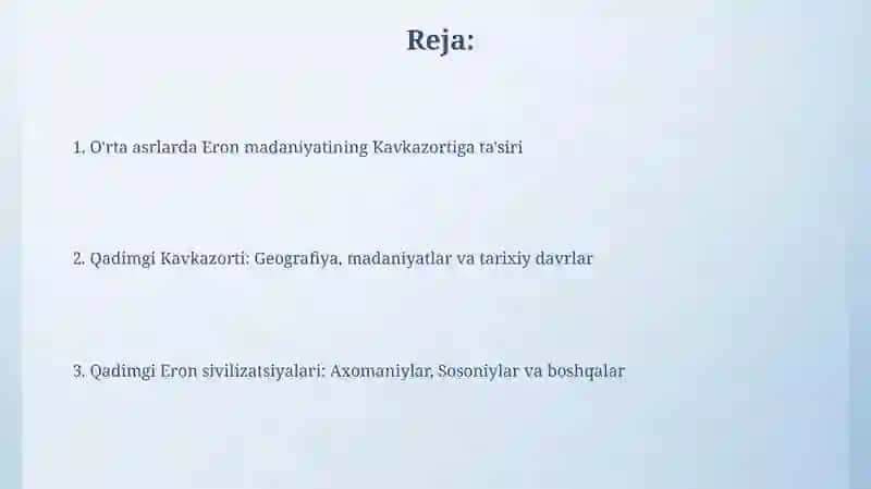 Qadimgi Kavkazorti, Qadimgi va õrta asrlarda Eron sivilizatsiyalari 2