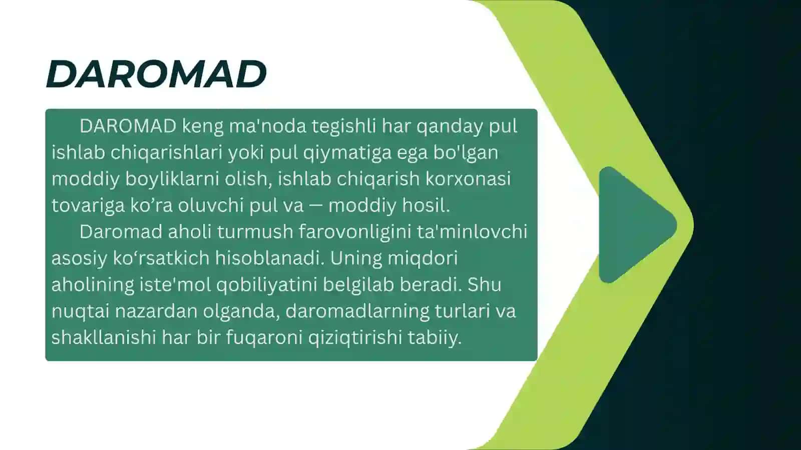 DAROMAD VA ALMASHTIRISH SAMARASI 2