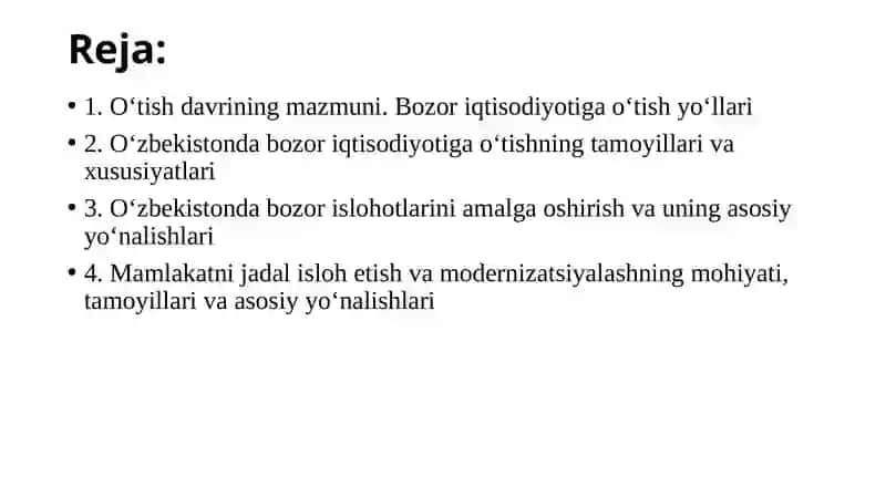 Bozor Iqtisodiyotiga O‘tish Davri va uning O‘zbekistondagi Xususiyatlari 2