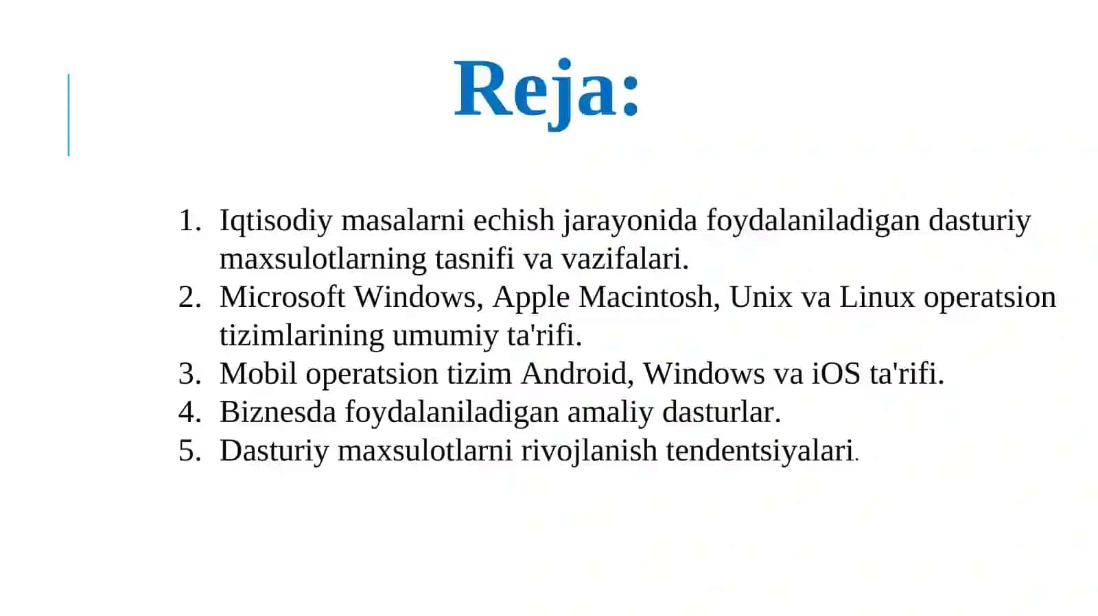 Iqtisodiyotda foydalaniladigan dasturiy mahsulotlar 2