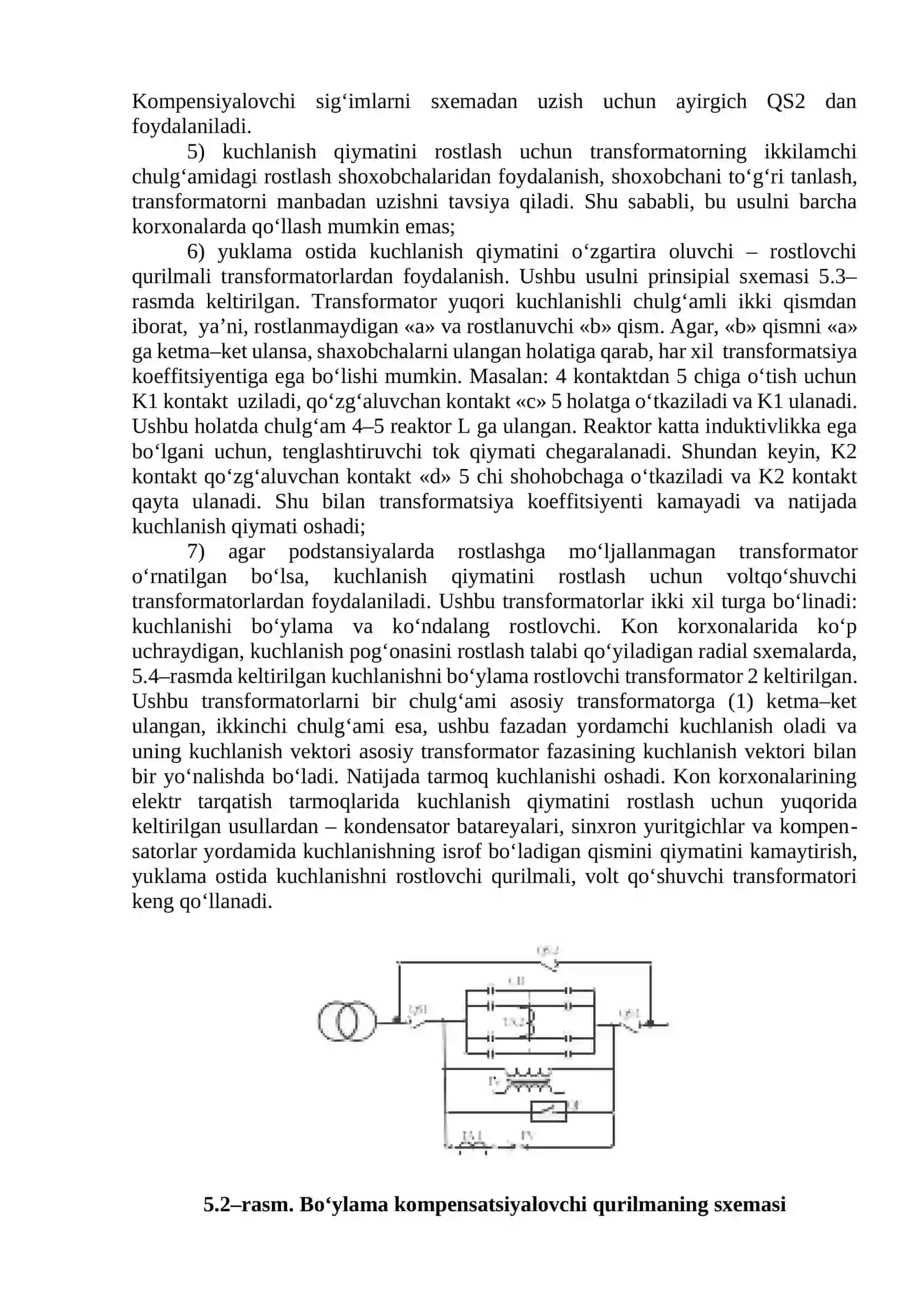 Elektr ta’minoti tizimida kuchlanish qiymatini rostlash usullari va vositalari 2