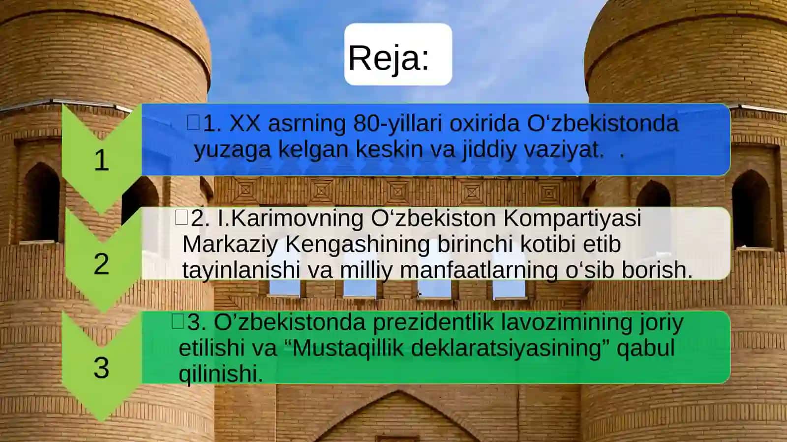 MUSTAQILLIKKA ERISHISH ARAFASIDA O‘ZBEKISTONDAGI IJTIMOIY-SIYOSIY JARAYONLAR 2
