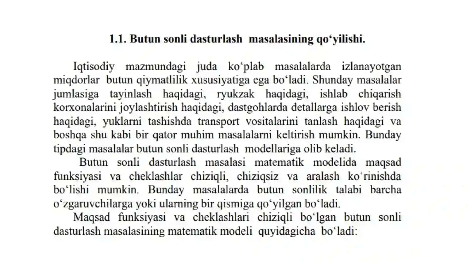 Butun sonli programmalashtirish 2