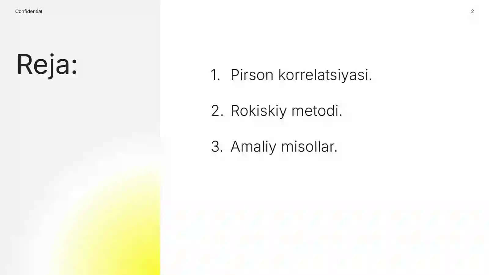 Pirson va Rokiskiy metodlari. 2