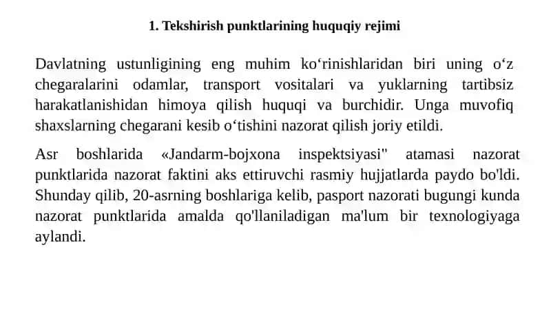 CHEGARADAN O’TISH JARAYONLARI 2