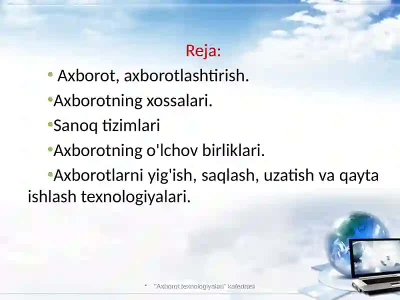 Texnik tizimlarda axborot texnologiyalari 2