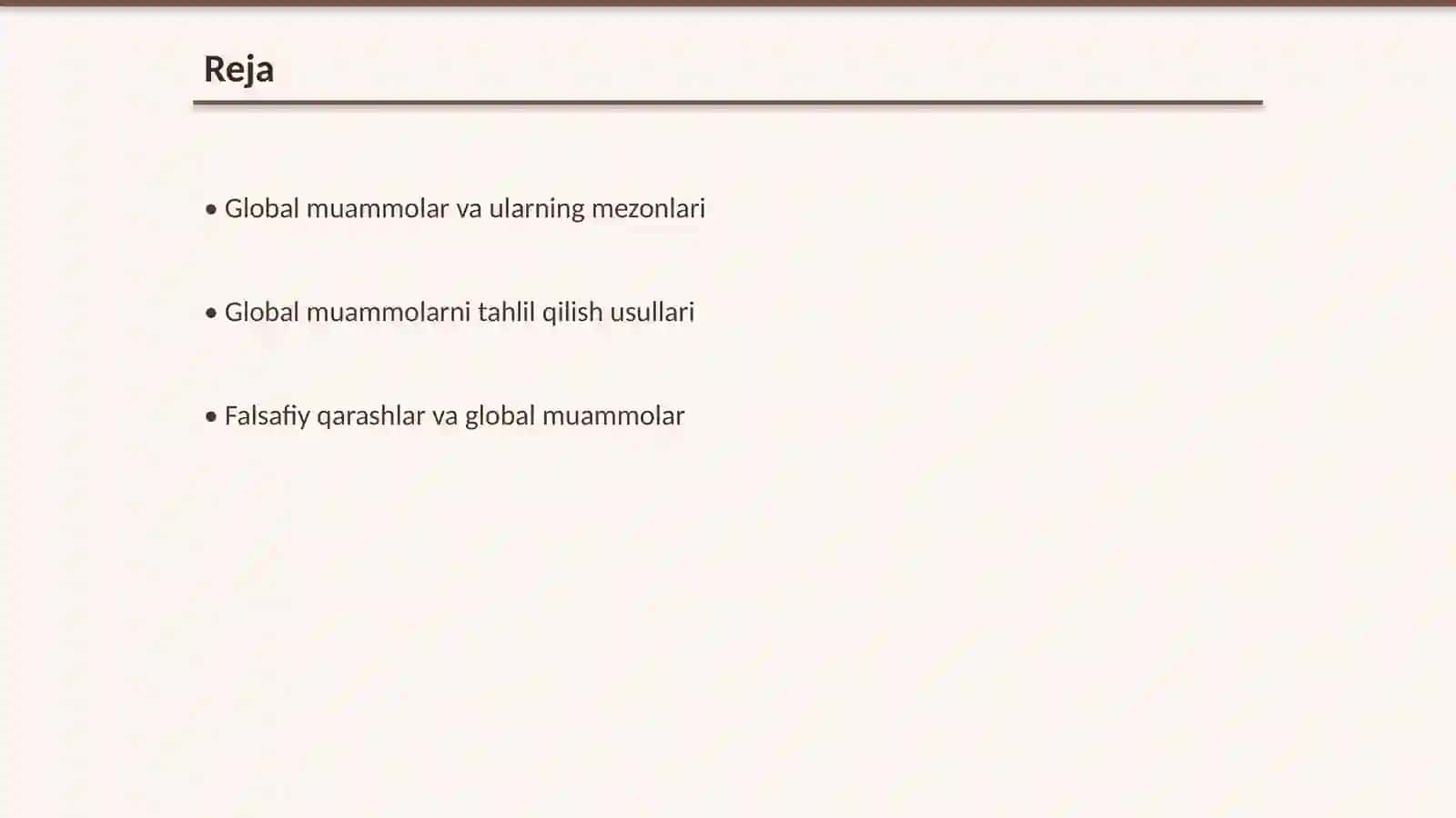 Global muammolarning mezonlari va darajalari. Falsafa fani Xulosasi bilan 2