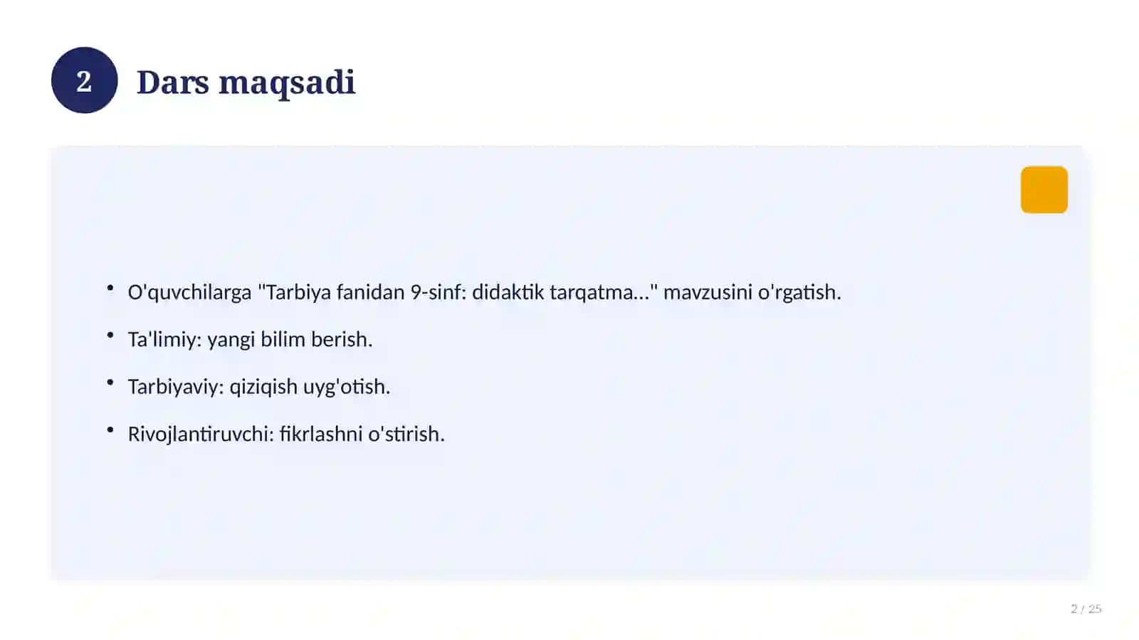Tarbiya fanidan 9-sinf: didaktik tarqatma materiallar 2